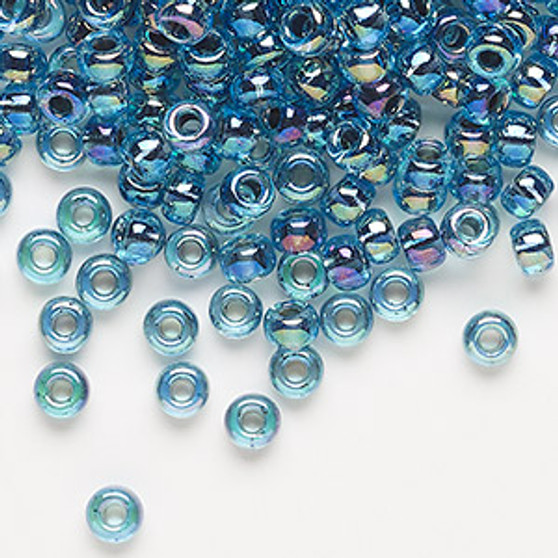 6-339 - 6/0 - Miyuki - Translucent Blue Lined Rainbow Aqua - 25gms - Glass Round Seed Bead