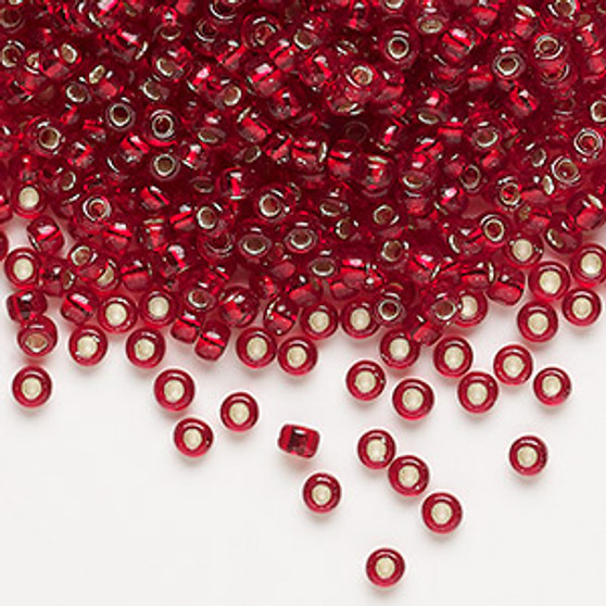 8-11 - 8/0 - Miyuki - Transparent Silver Lined Ruby Red - 50gms - Glass Round Seed Bead