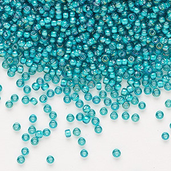 11-3765 - 11/0 - Miyuki - Translucent White Lined Luster Teal - 25gms - Glass Round Seed Bead