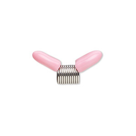 Beading supply, Beadalon® Bead Stopper™, stainless steel and rubber, pink, 8mm. Sold per pkg of 4.