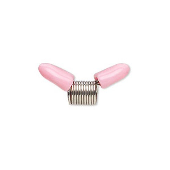 Beading supply, Beadalon® Bead Stopper™, stainless steel and rubber, pink, 8mm. Sold per pkg of 9.