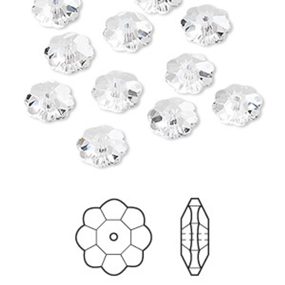 Bead, Crystal Passions®, crystal clear, 8x3mm faceted margarita flower (3700). Sold per pkg of 12.