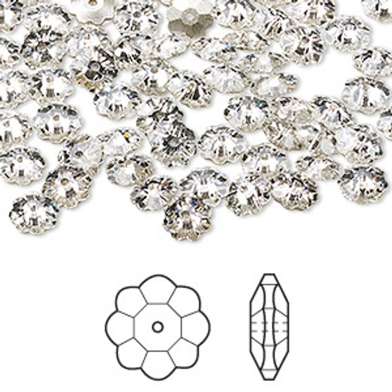 Bead, Crystal Passions®, crystal clear, foil back, 6x2mm faceted margarita flower (3700). Sold per pkg of 24.