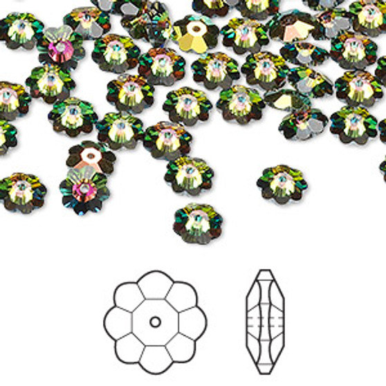 Bead, Crystal Passions®, crystal vitrail medium, 6x2mm faceted margarita flower (3700). Sold per pkg of 24.