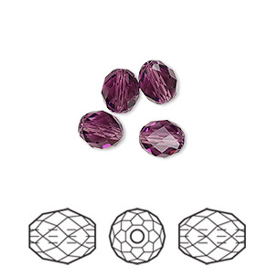 Bead, Crystal Passions®, amethyst, 7x6mm faceted olive briolette (5044). Sold per pkg of 4.