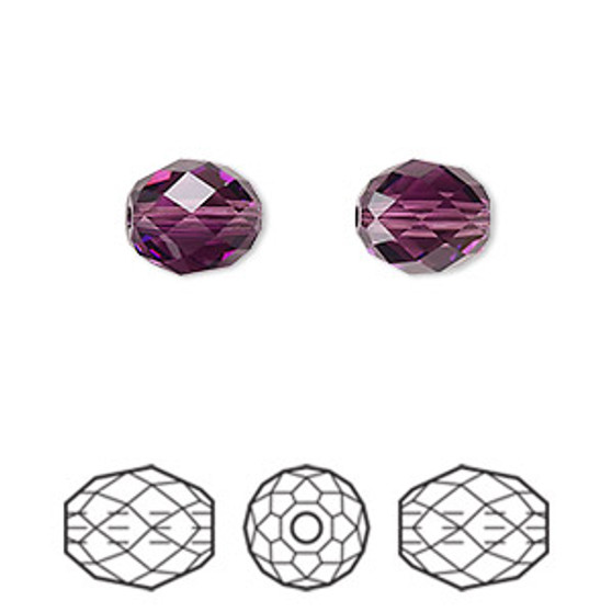 Bead, Crystal Passions®, amethyst, 9.5x8mm faceted olive briolette (5044). Sold per pkg of 2.