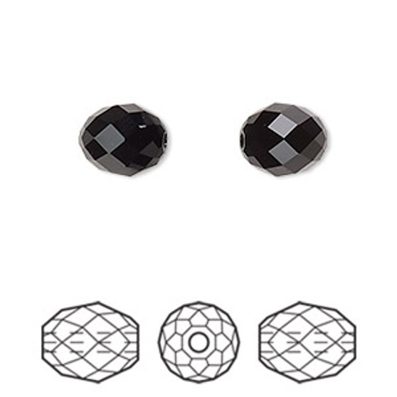 Bead, Crystal Passions®, jet, 9.5x8mm faceted olive briolette (5044). Sold per pkg of 2.