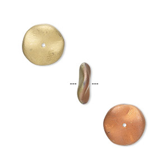 Bead, Preciosa Ripple™, Czech pressed glass, opaque matte California gold rush, 12x3mm ripple. Sold per pkg of 100.