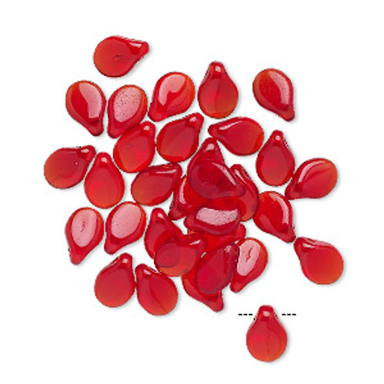 Bead, Preciosa Pip™, Czech pressed glass, transparent light red, 7x5mm top-drilled pip. Sold per pkg of 30.