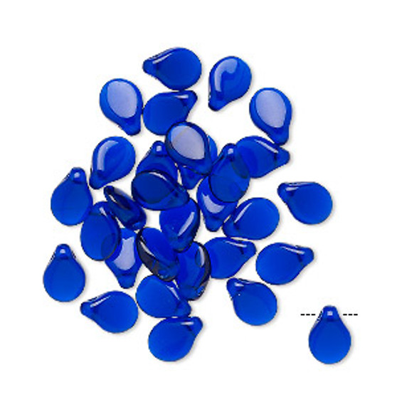 Bead, Preciosa Pip™, Czech pressed glass, translucent cobalt, 7x5mm top-drilled pip. Sold per pkg of 30.