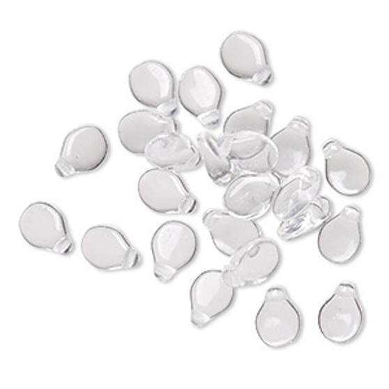 Bead, Preciosa Pip™, Czech pressed glass, transparent clear, 7x5mm top-drilled pip. Sold per pkg of 30.