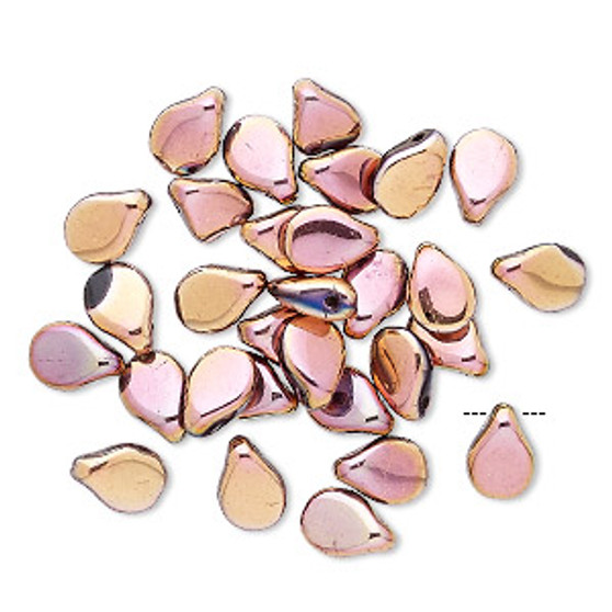 Bead, Preciosa Pip™, Czech pressed glass, opaque pale rose copper, 7x5mm top-drilled pip. Sold per pkg of 30.