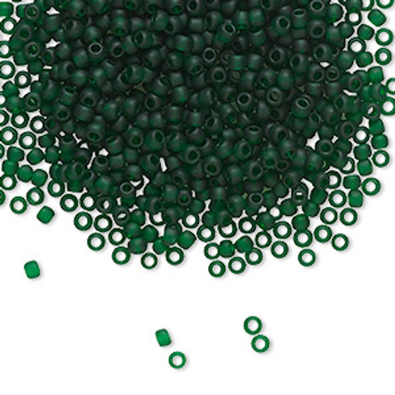 TR-11-939F - 11/0 - TOHO BEADS® - Transparent Frosted Green Emerald - 250gms - Glass Round Seed Beads