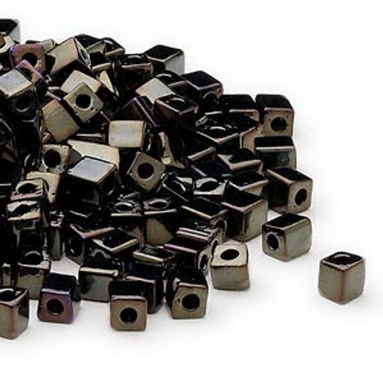 SB4-458 - Miyuki - 4mm - Opaque Metallic Iris Black - 250gms - 4mm Square Glass Bead