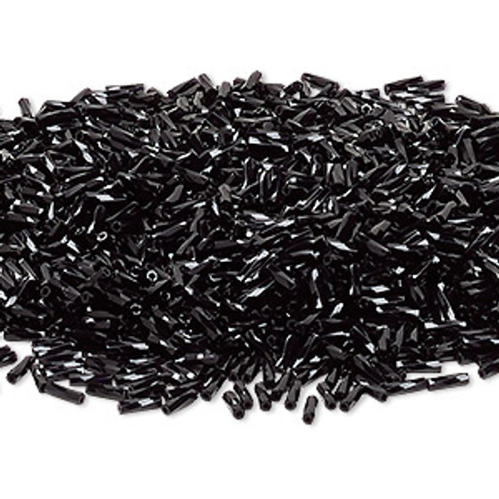 Miyuki Bugle Beads - 6mm x 2mm twisted glass - Opaque Black TW401 (50gms)