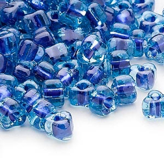 TR5-1828 - Miyuki - #5 - Transparent Lt Blue Colour Lined Dark Blue - 25gms - Triangle Glass Bead