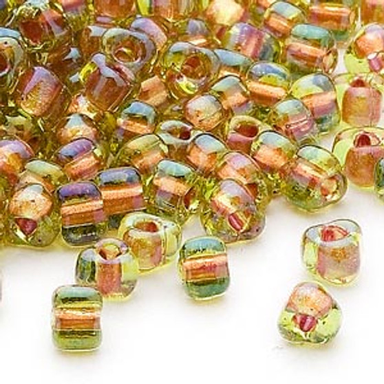 TR5-1818 - Miyuki - #5 - Transparent Lime Colour Lined Copper - 250gms - Triangle Glass Bead