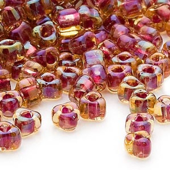 TR5-1164 - Miyuki - #5 - Transparent Amber Yellow Colour Lined Rose - 250gms - Triangle Glass Bead