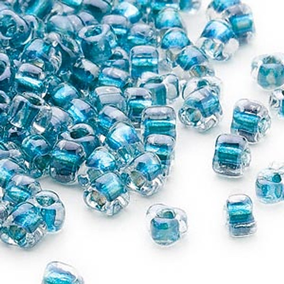 TR5-1115 - Miyuki - #5 - Transparent Clear Colour Lined Dark Blue - 250gms - Triangle Glass Bead