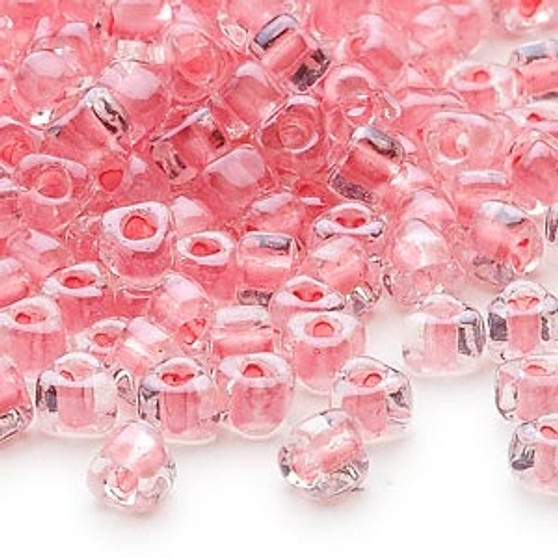 TR5-1109 - Miyuki - #5 - Transparent Clear Colour Lined Pink - 250gms - Triangle Glass Bead