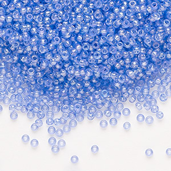 Seed bead, Preciosa Ornela, Czech glass, translucent solgel dyed rainbow blue (41131), #11 rocaille. Sold per 50-gram pkg.