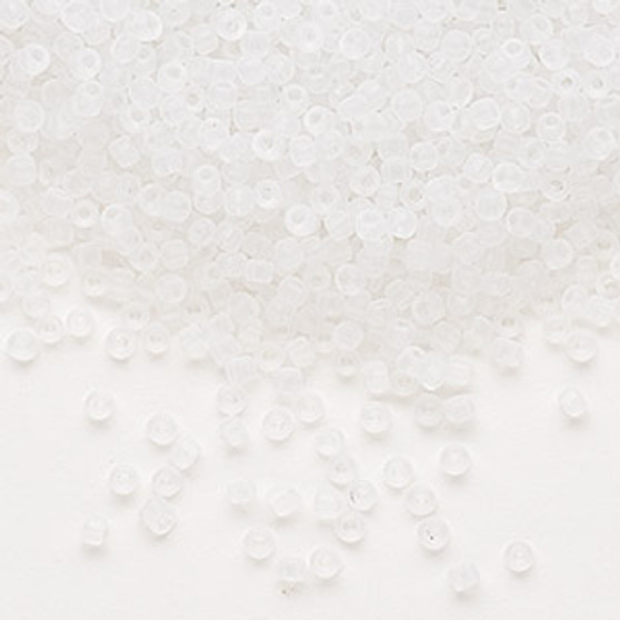 Seed bead, Dyna-Mites™, glass, translucent matte clear, #11 round. Sold per 40-gram pkg.