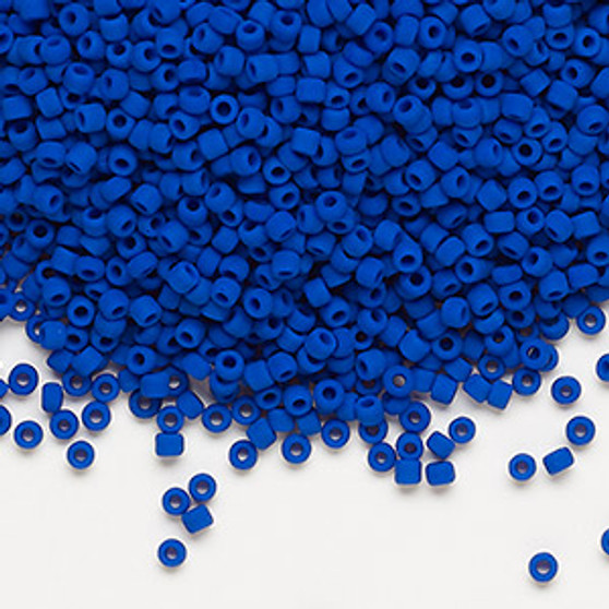 Seed bead, Dyna-Mites™, glass, opaque matte dark blue, #11 round. Sold per pkg of 40 grams.