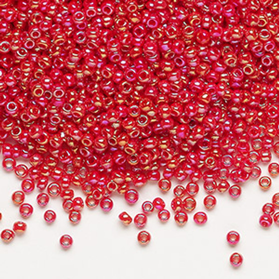 Seed bead, Dyna-Mites™, glass, opaque rainbow ruby, #11 round. Sold per 40-gram pkg.