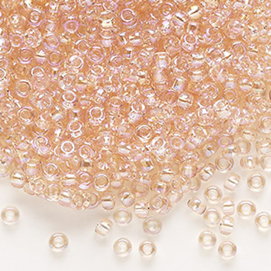 Seed bead, Dyna-Mites™, glass, transparent rainbow cream soda, #8 round. Sold per 40-gram pkg.