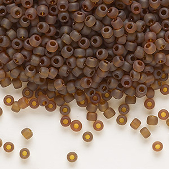 Seed bead, Dyna-Mites™, glass, transparent root beer matte, #8 round. Sold per 40-gram pkg.