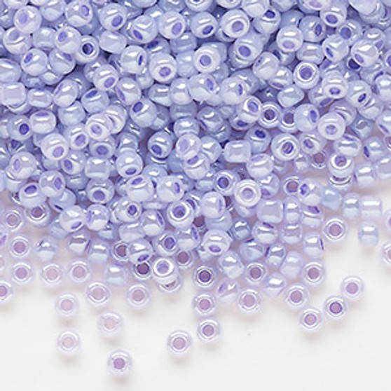 Seed bead, Dyna-Mites™, glass, opaque ceylon pastel lilac, #8 round. Sold per 40-gram pkg.