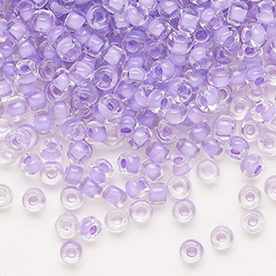 Seed bead, Dyna-Mites™, glass, translucent inside color lilac, #6 round. Sold per 40-gram pkg.