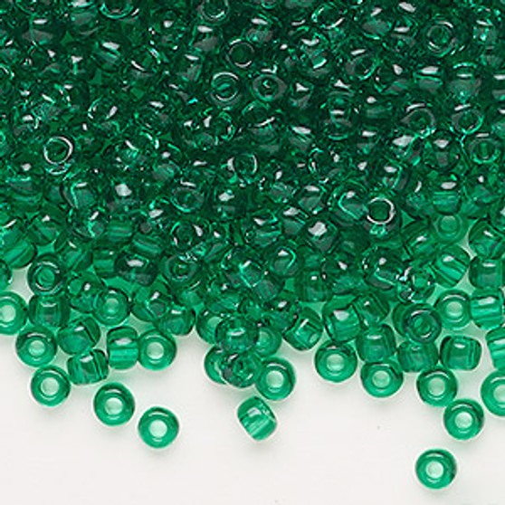 Seed bead, Dyna-Mites™, glass, transparent jade green, #6 round. Sold per 40-gram pkg.
