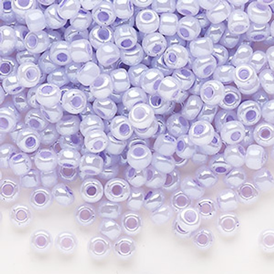 Seed bead, Dyna-Mites™, glass, opaque ceylon pastel lilac, #6 round. Sold per 40-gram pkg.