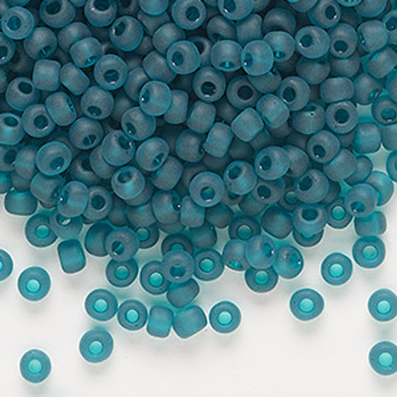 Seed bead, Dyna-Mites™, glass, transparent matte teal, #6 round. Sold per 40-gram pkg.