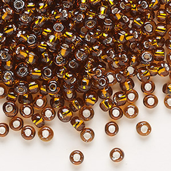 Seed bead, Dyna-Mites™, glass, silver-lined translucent root beer, #6 round. Sold per 40-gram pkg.