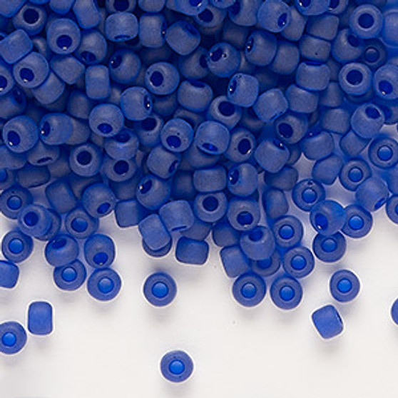 Seed bead, Dyna-Mites™, glass, transparent matte cobalt, #6 round. Sold per 40-gram pkg.