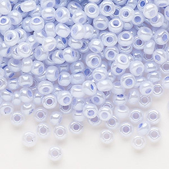 Seed bead, Dyna-Mites™, glass, opaque ceylon pastel light blue, #6 round. Sold per 40-gram pkg.