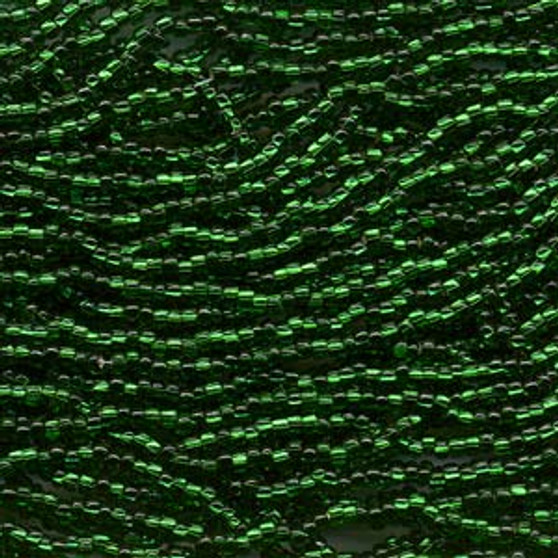 LAST STOCK: Seed bead, Preciosa Ornela, Czech glass, Silver Lined Green (57060), #8 round. Sold per Half hank.