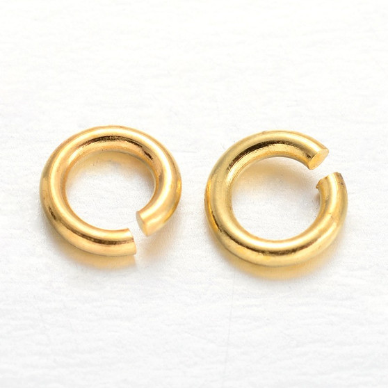 Brass Open Jump Rings, Gold, 4x0.8mm, 20 Gauge, Inner Diameter: 2.4mm (10gms - approx 240)