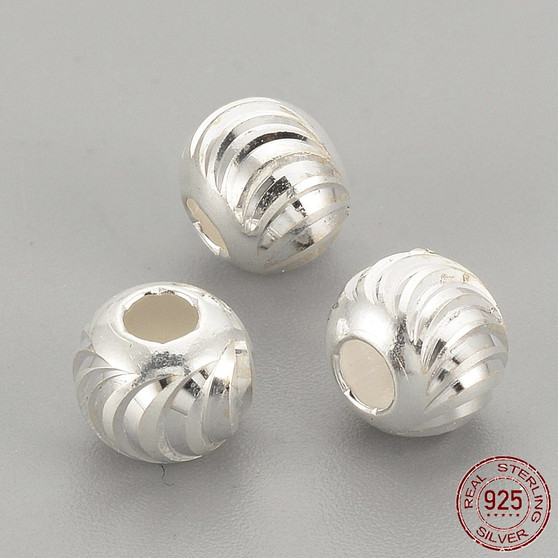 925 Sterling Silver spacer beads - Round Swirl- 3x2.5mm Hole 1.5mm - 50 beads