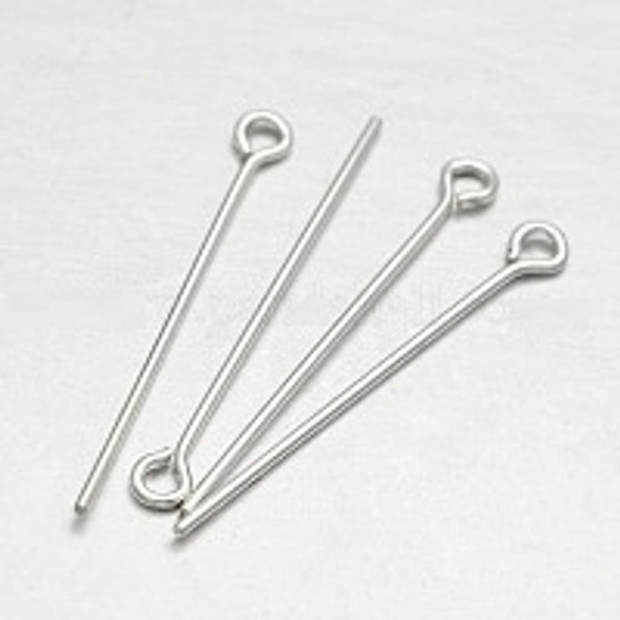 925 Sterling Silver Eye Pin 40mm Hole 1mm Pin 0.6mm (20pk)