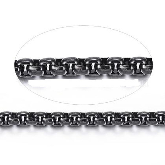 Copy of 304 Stainless Steel Venetian Chain - Unwelded with spool, Electrophoresis Black - 2x2x1mm 10 metres