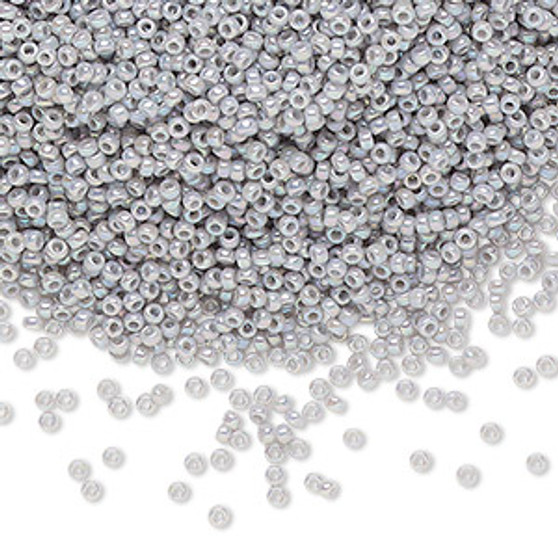 LAST STOCK: 15-489 - 15/0 - Miyuki - Opaque Rainbow Ghost Grey - 8.2gms Vial Glass Round Seed Beads