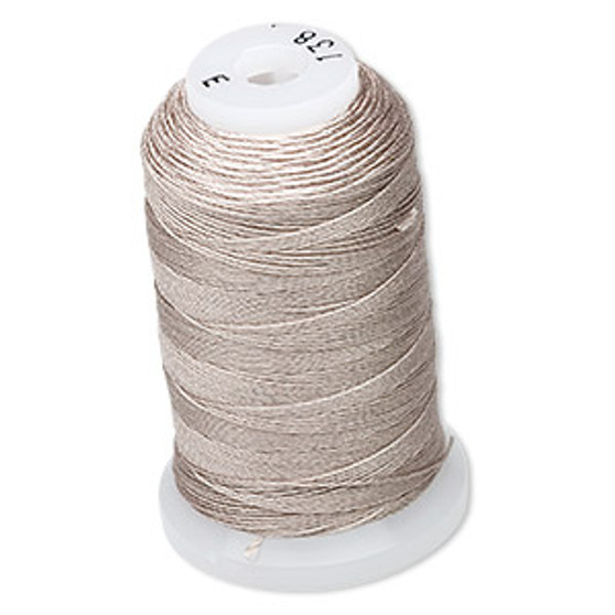 Thread, Purely Silk™, 3-ply, grey, size E. Sold per 200-yard spool.