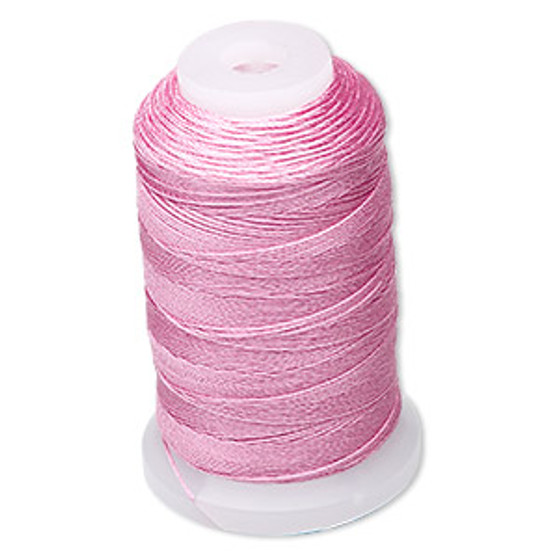 Thread, Purely Silk™, strawberry pink, size E. Sold per 200-yard spool.