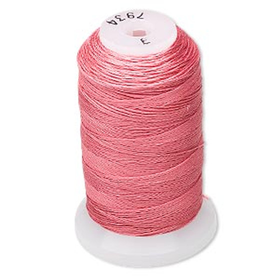 Thread, Purely Silk™,3-ply, coral, size E. Sold per 200-yard spool.