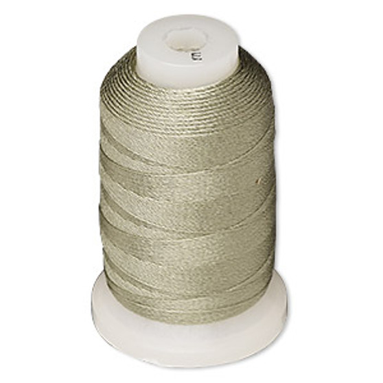 Thread, Purely Silk™, dark green, size E. Sold per 200-yard spool.