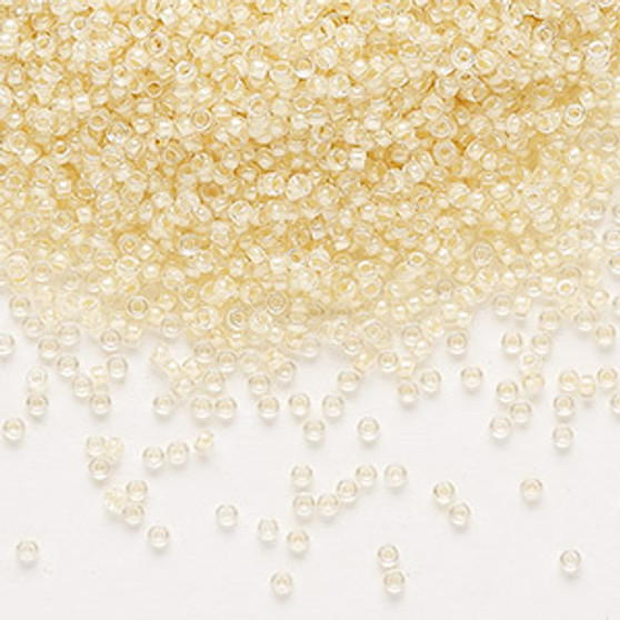 15-2215 - 15/0 - Miyuki - Translucent Ivory Lined Luster Clear - 8.2gms Vial Glass Round Seed Beads