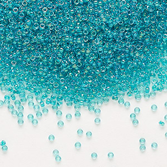 15-3742 - 15/0 - Miyuki - Translucent Teal Lined Luster Clear - 8.2gms Vial Glass Round Seed Beads